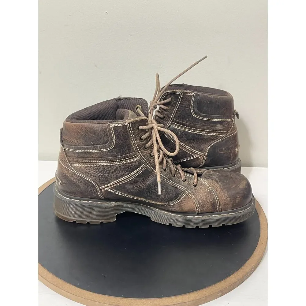 VTG Dr. Martens Boots Men 12 Brown Leather Work SOREN Chunky Combat Y2K‎